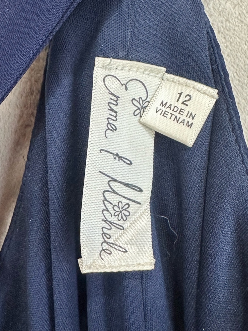 Emma & Michele Navy and Cream Boho Halter Maxi Dress Sz 12 Handkerchief - Picture 6 of 14